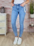 Strasszos díszítésű, push-up, világoskék farmernadrág XS-XL-ig