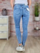 Strasszos díszítésű, push-up, világoskék farmernadrág XS-XL-ig