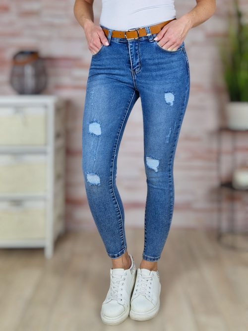 Push-up, barna öves, szaggatott, kék farmernadrág XS-XL-ig