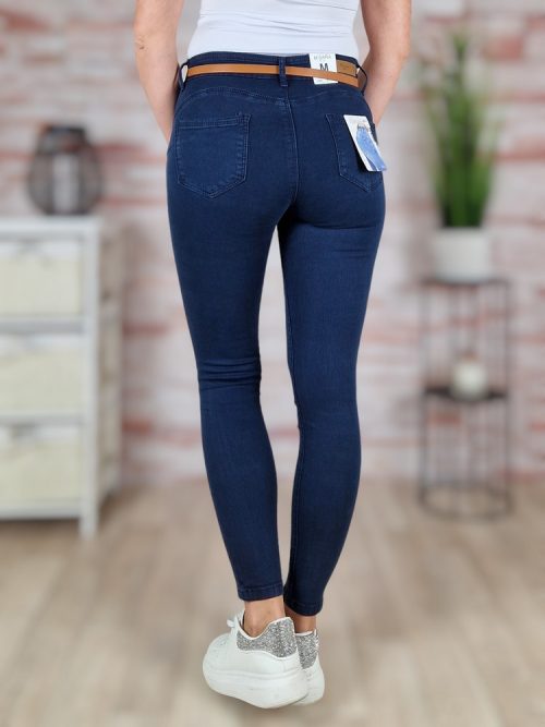 Push-up, öves, pamut, sötétkék nadrág XS-XL-ig