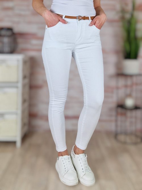 Push-up, öves, pamut, fehér nadrág XS-XL-ig