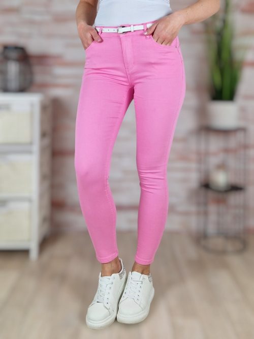 Push-up, öves, pamut, babarózsaszín nadrág XS-XL-ig