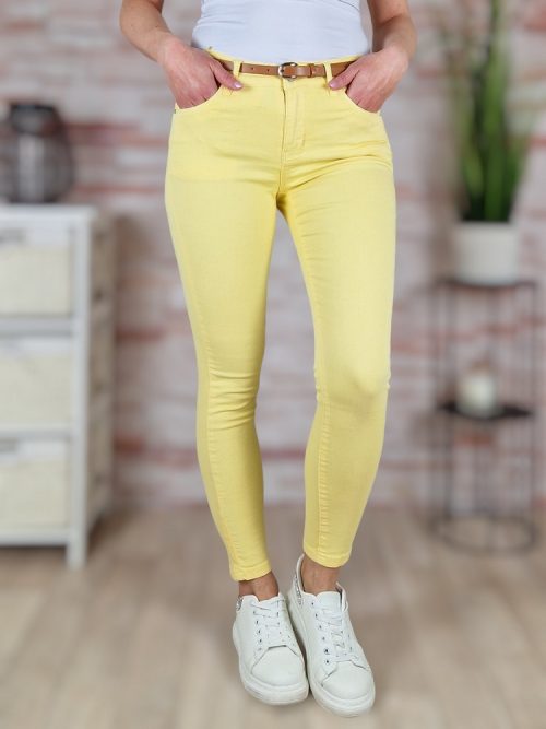 Push-up, öves, pamut, citromsárga nadrág XS-XL-ig