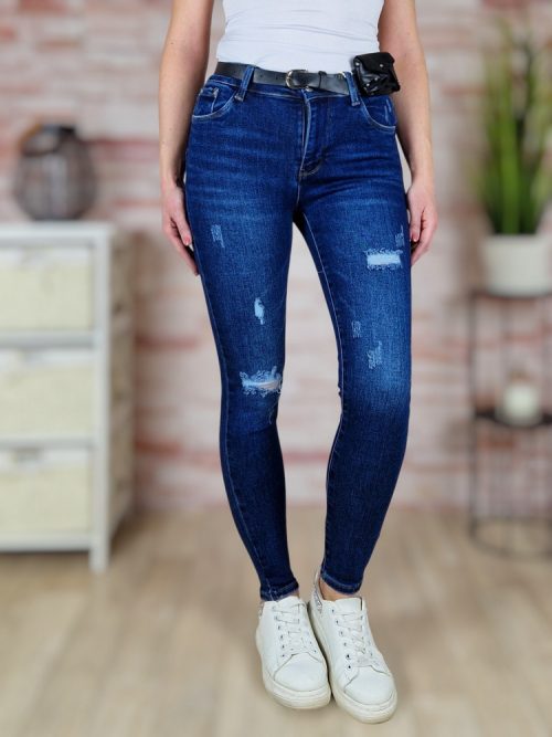 Öves, szaggatott, push-up, sötétkék farmernadrág XS-XL-ig