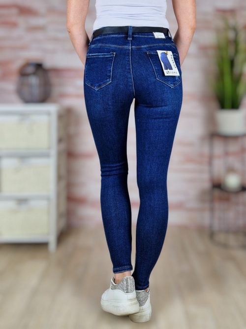 Öves, szaggatott, push-up, sötétkék farmernadrág XS-XL-ig