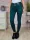 Széles öves, csőszárú, sötétzöld skinny nadrág XS-XL-ig