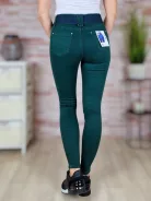 Széles öves, csőszárú, sötétzöld skinny nadrág XS-XL-ig