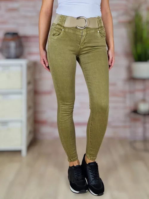 Széles öves, csőszárú, barna skinny nadrág XS-XL-ig