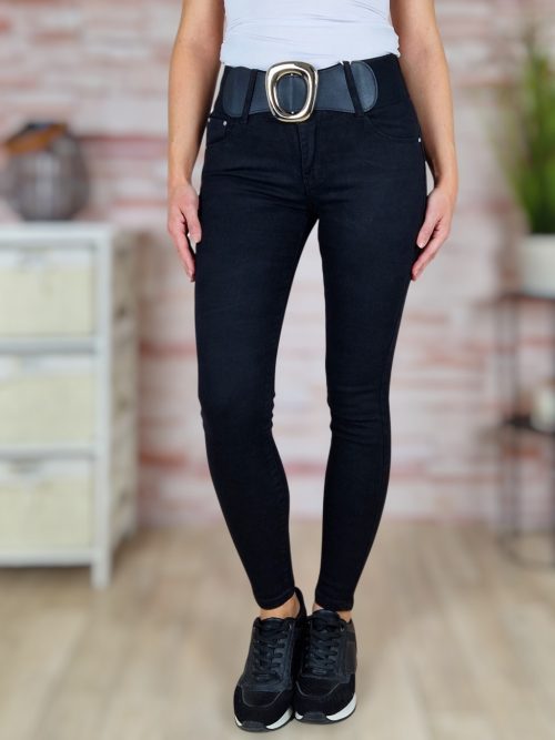 Széles öves, csőszárú, fekete pamut nadrág XS-XL-ig