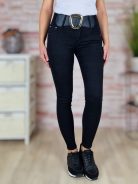 Széles öves, csőszárú, fekete pamut nadrág XS-XL-ig