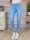 Skinny, szaggatott, öves, világoskék farmernadrág S-XXL-ig