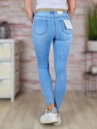 Skinny, szaggatott, öves, világoskék farmernadrág S-XXL-ig