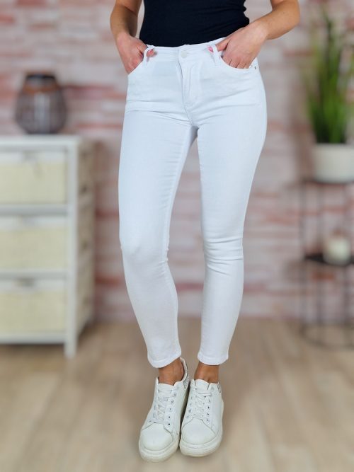 Push-up, zsebes, fehér pamut nadrág S-XXL-ig