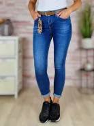 Öves, skinny fazonú, csőszárú, kék farmernadrág 26-32-ig