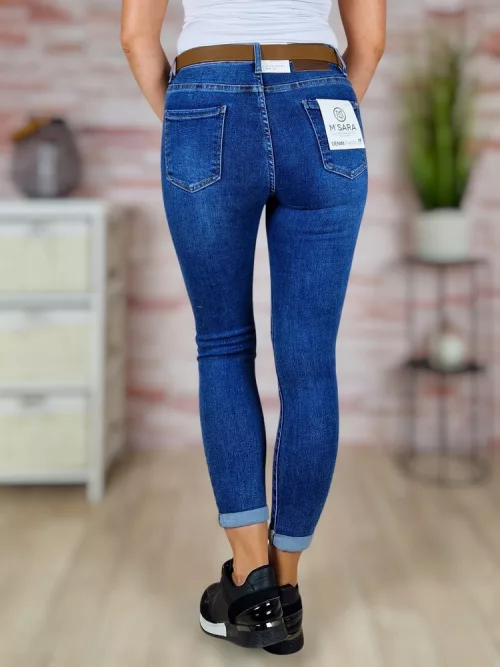 Öves, skinny fazonú, csőszárú, kék farmernadrág 26-32-ig
