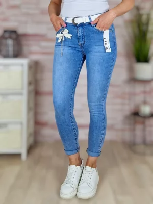 Slim fit, öves, csőszárú, kék farmernadrág S-XXL-ig