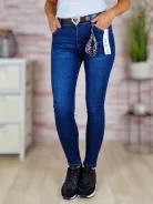 Slim fit fazonú, öves, sötétkék farmernadrág S-XXL-ig