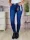 Slim fit fazonú, öves, sötétkék farmernadrág S-XXL-ig