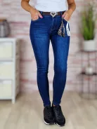 Slim fit fazonú, öves, sötétkék farmernadrág S-XXL-ig