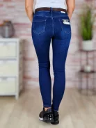 Slim fit fazonú, öves, sötétkék farmernadrág S-XXL-ig