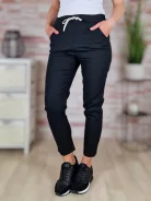 Gumis derekú, len anyagú, fekete nadrág S-M,M-L,L-XL,XL-XXL