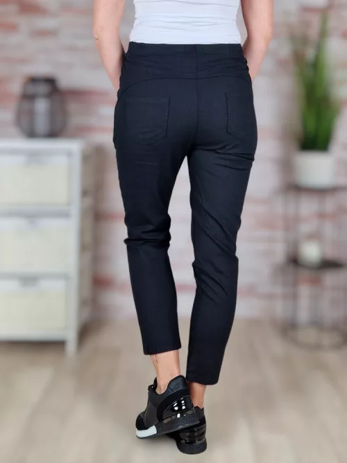 Gumis derekú, len anyagú, fekete nadrág S-M,M-L,L-XL,XL-XXL