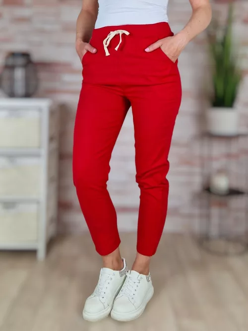 Gumis derekú, len anyagú, piros nadrág S-M,M-L,L-XL,XL-XXL