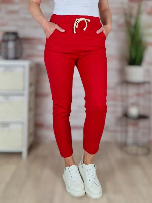 Gumis derekú, len anyagú, piros nadrág S-M,M-L,L-XL,XL-XXL