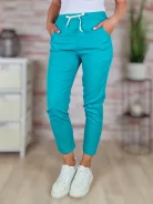 Gumis derekú, len anyagú, türkiz nadrág S-M,M-L,L-XL,XL-XXL