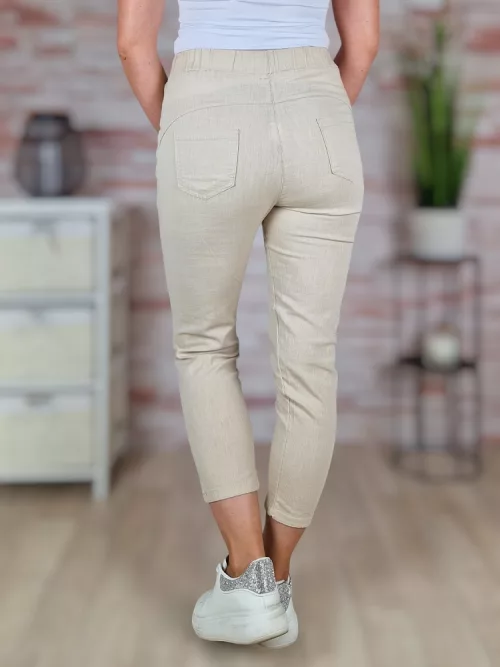 Gumis derekú, len anyagú, bézs nadrág S-M,M-L,L-XL,XL-XXL