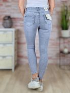 Strasszos díszítésű, push-up, világosszürke farmernadrág XS-XL-ig