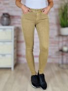 Push-up, csőszárú, zsebes, drapp pamut nadrág XS-XL-ig