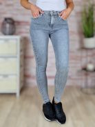 Strasszos, szürke, csőszárú farmernadrág S-XXL-ig