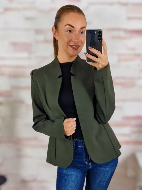 Karcsúsított, nyitott, válltöméses blézer S-M