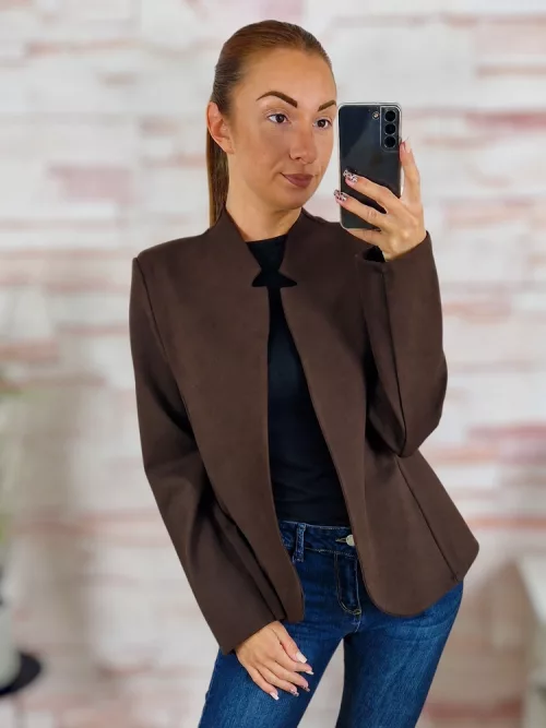 Karcsúsított, nyitott, válltöméses blézer S-M