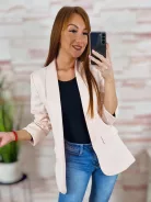 Karcsúsított, húzott ujjú, púder színű blézer S-XL-ig