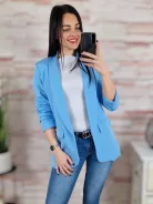Karcsúsított, húzott ujjú, világoskék blézer S-XL-ig