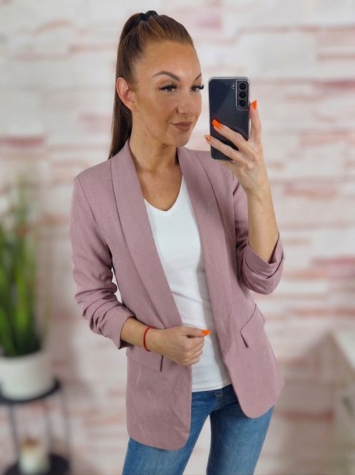 Karcsúsított, húzott ujjú, mályva blézer S-XL-ig