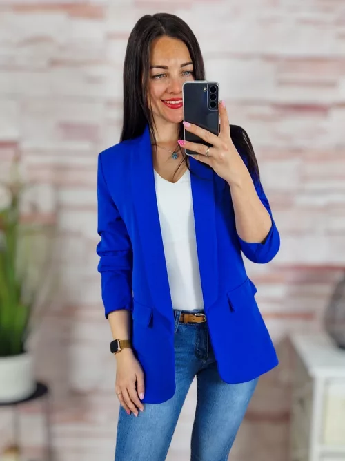 Karcsúsított, húzott ujjú, királykék blézer S-XL-ig
