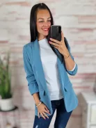 Karcsúsított, húzott ujjú, farmerkék blézer S-XL-ig