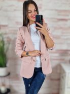 Karcsúsított, húzott ujjú, rózsaszín blézer S-XL-ig