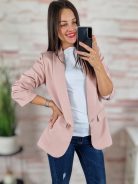 Karcsúsított, húzott ujjú, rózsaszín blézer S-XL-ig