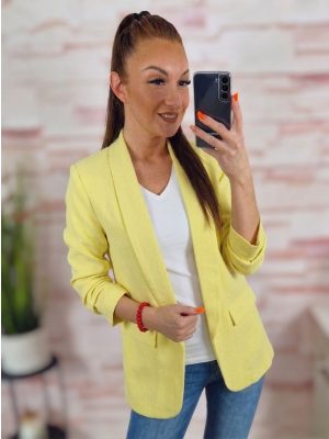 Karcsúsított, húzott ujjú, sárga blézer S-XL-ig