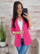 Karcsúsított, húzott ujjú, válltöméses, pink blézer S-XL-ig