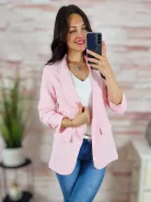 Karcsúsított, húzott ujjú, babarózsaszín blézer S-XL-ig