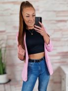 Karcsúsított, húzott ujjú, babarózsaszín blézer S-XL-ig