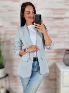 Karcsúsított, húzott ujjú, világosszürke blézer S-XL-ig