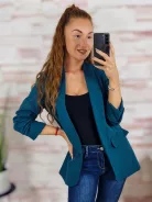 Karcsúsított, húzott ujjú, válltöméses blézer S-XL-ig
