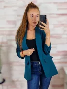 Karcsúsított, húzott ujjú, válltöméses blézer S-XL-ig