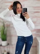 Puffos ujjú, bordázott anyagú, díszgombos felső XS-S-M